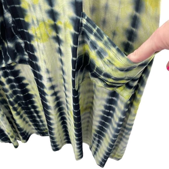 Nina Leonard Scoop Neck Tie-dye Print T-Shirt Dress Pockets Rayon Comfy Size 3X - Picture 3 of 11